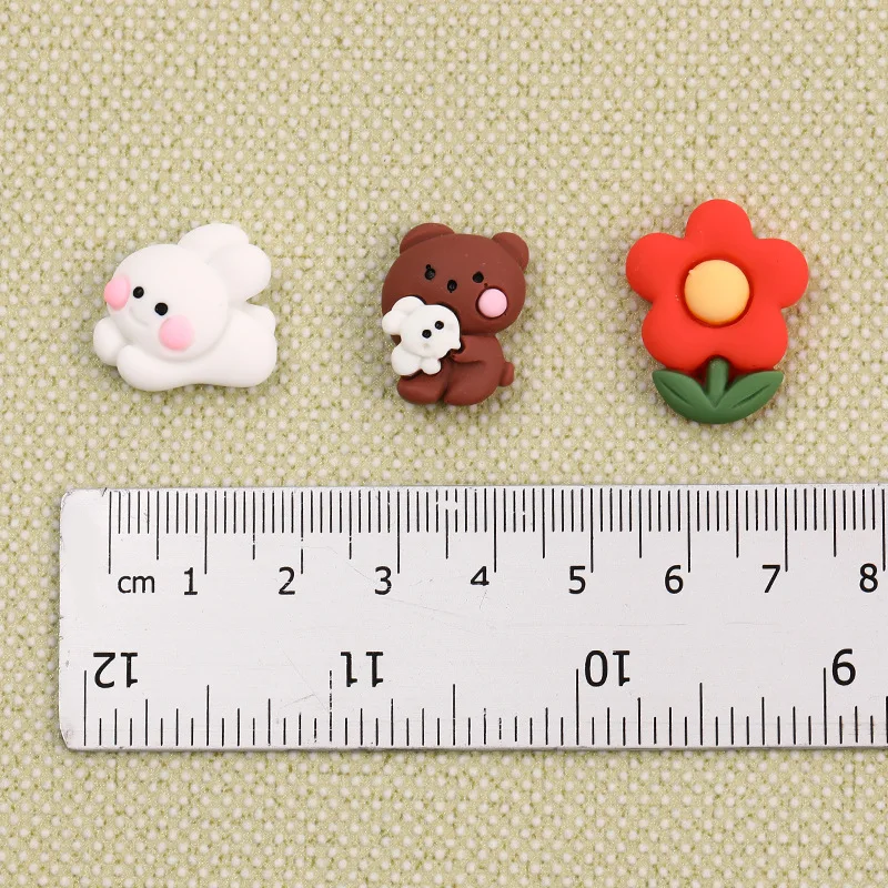 20Pcs Cute Cartoon Bunny Bear Resin Handmade DIY Kid Hair Accessories Key Chain Pendant Phone Shell Patch Decoration Materials