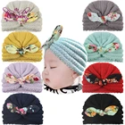 Шапка Nishine для младенцев, модная Вязаная Шерстяная полосатая шапка с милым принтом заячьи ушки, детский головной убор, аксессуары для волос, реквизит для фотосъемки