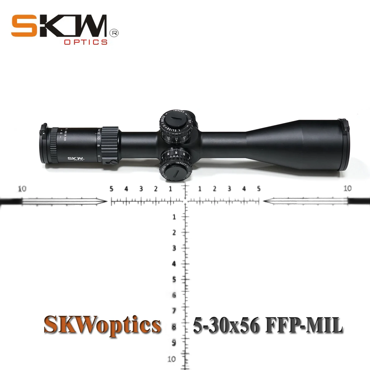 SKWoptics 5-30x56FFP-MIL-A первый фокальный самолет ffp прицел 34 мм прицел кольца Охота мишень сетка сверхмощный прицел