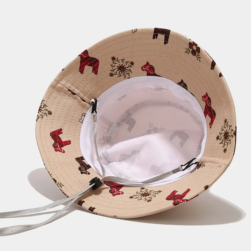 

Cotton Print Bucket Hat Fisherman Hat Outdoor Travel Hat Sun Cap Hats for Men and Women 356