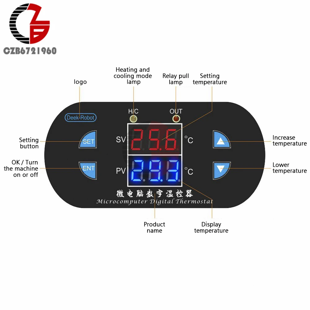 W1308 AC 100 240V 10A цифровой регулятор температуры термостат комнатный холодильник