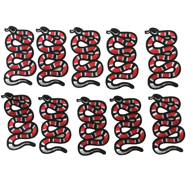 Маленькая красная змеиная вышивка Приклеивание утюгом патчи для одежды обуви