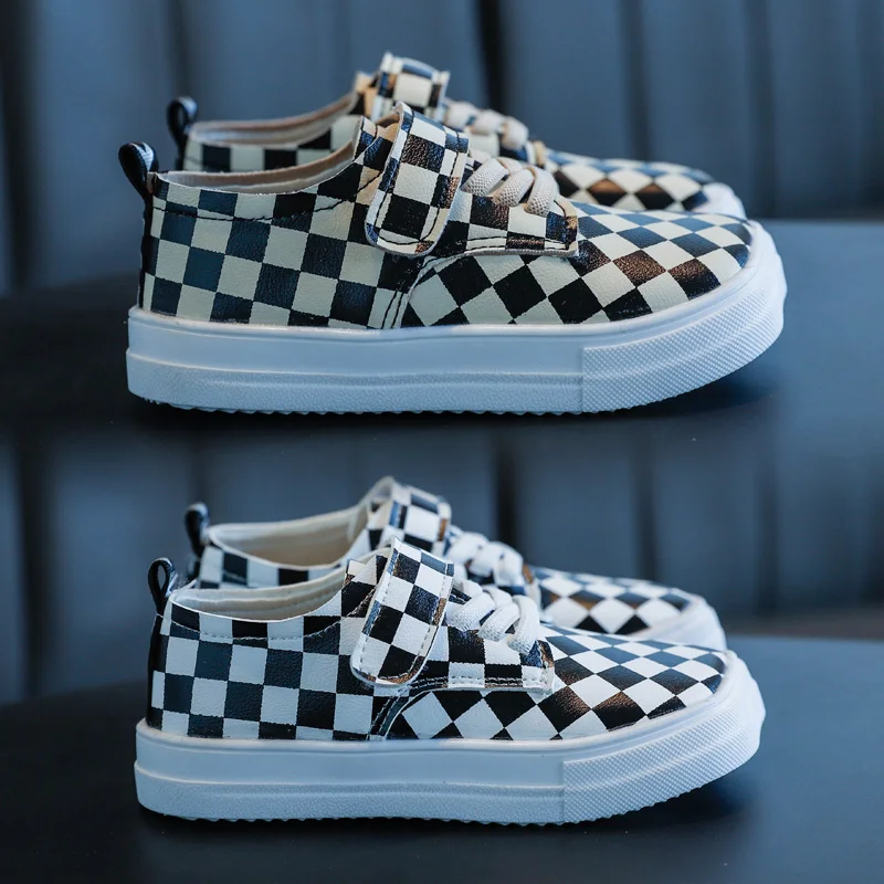 

Kushyshoo Kids Shoes 2020 Fashion Gingham Square Toe Hook & Loop Toddler Sneakers Breathable Wearable Non-slip Casual Shoes