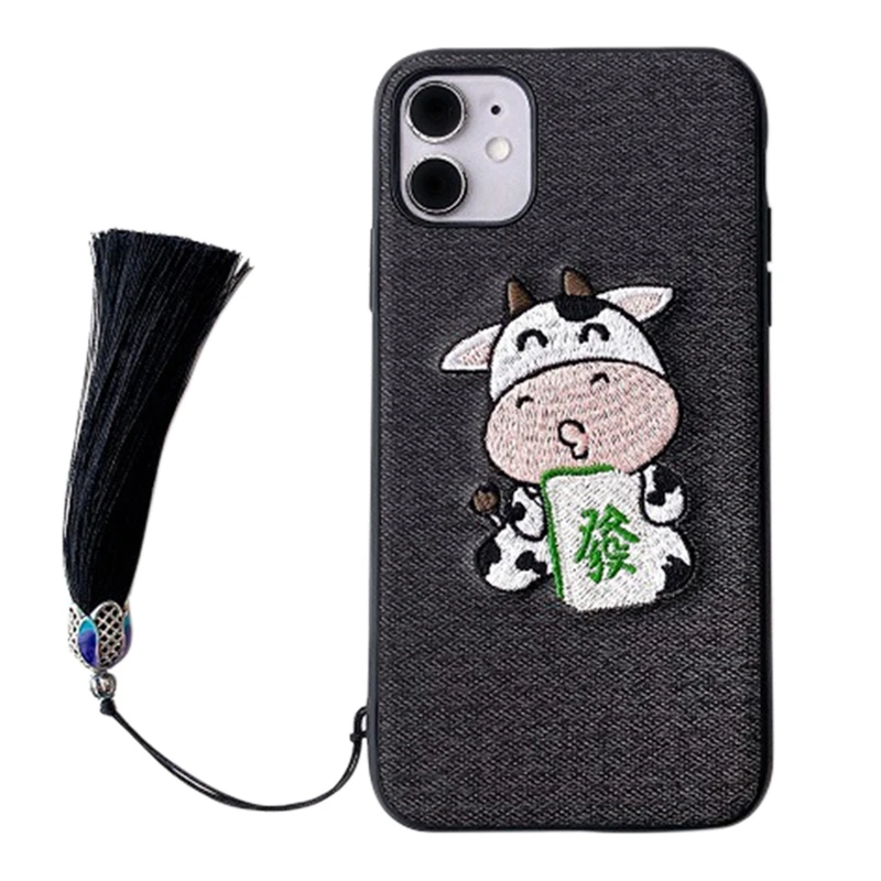 

Phone Protective Case Phone Case for iPhone12 Silicone Anti-Drop Soft Shell Cute Cartoons Embroidery Ins Style