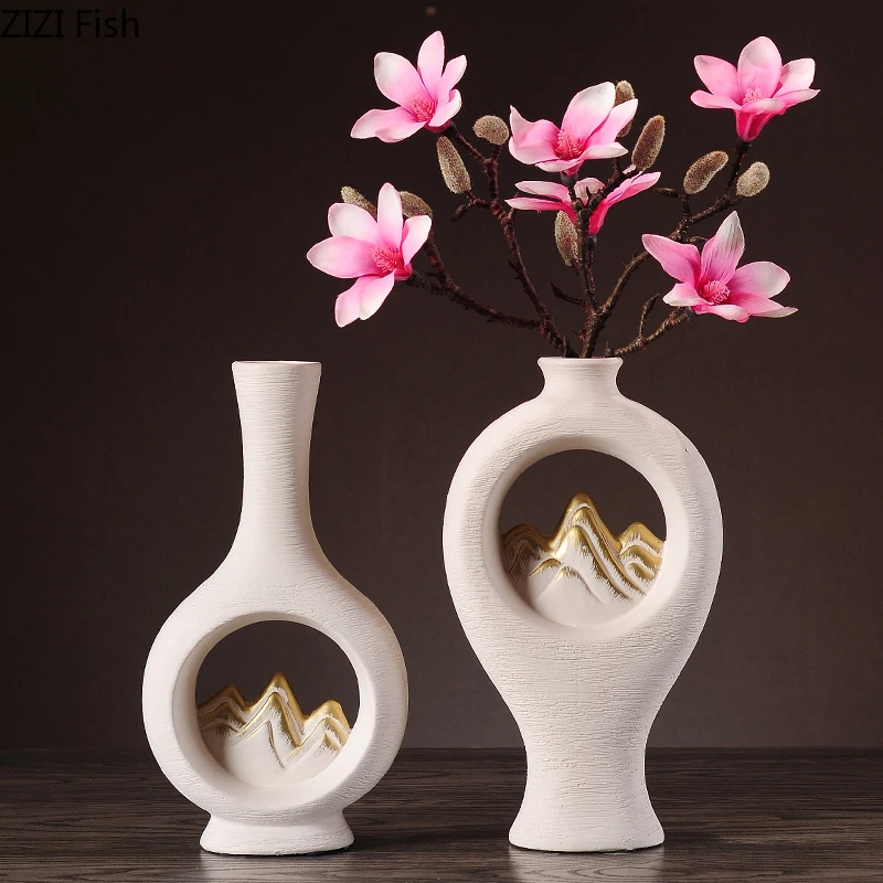 

Керамическая ваза в китайском стиле Jinshan ручной работы, Современное украшение для дома, аксессуары для цветочной композиции, ваза для цвето...