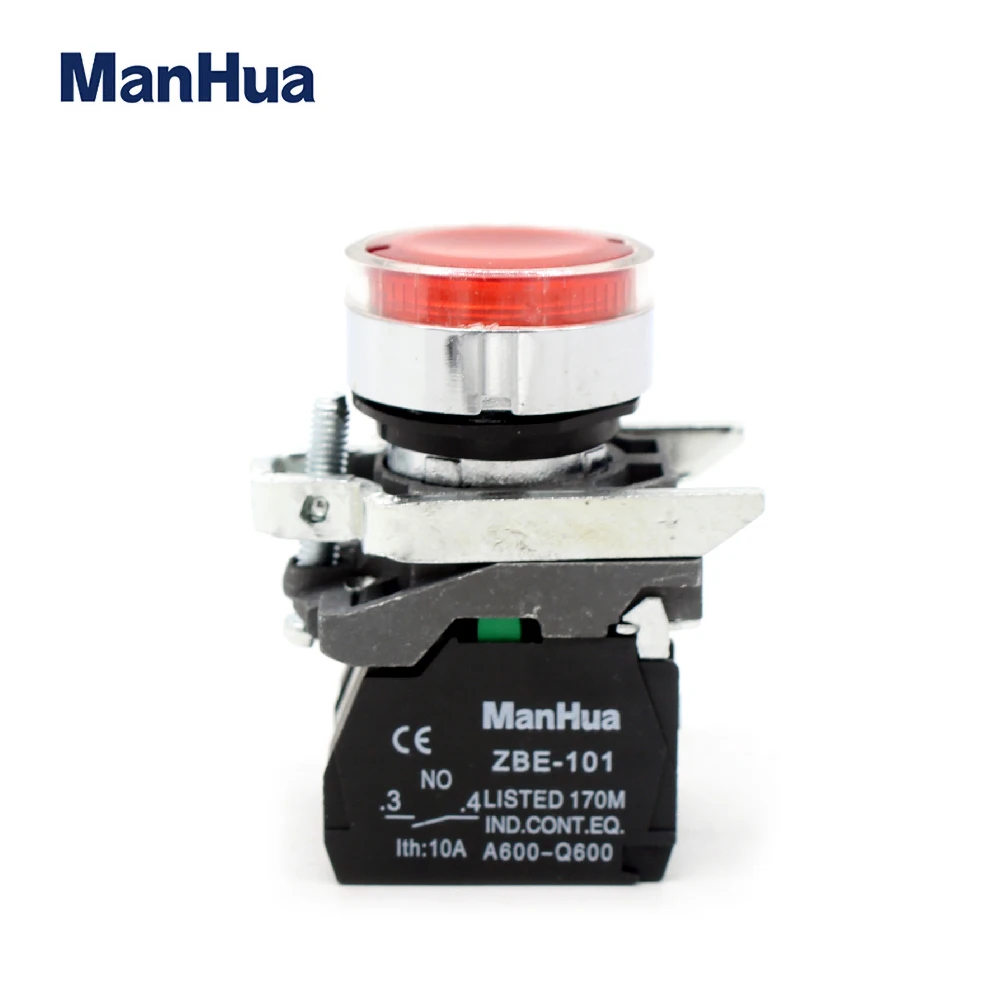 ManHua XB4 BW34M5 flush светильник и head s 22 мм красный светодиодный кнопочный переключатель