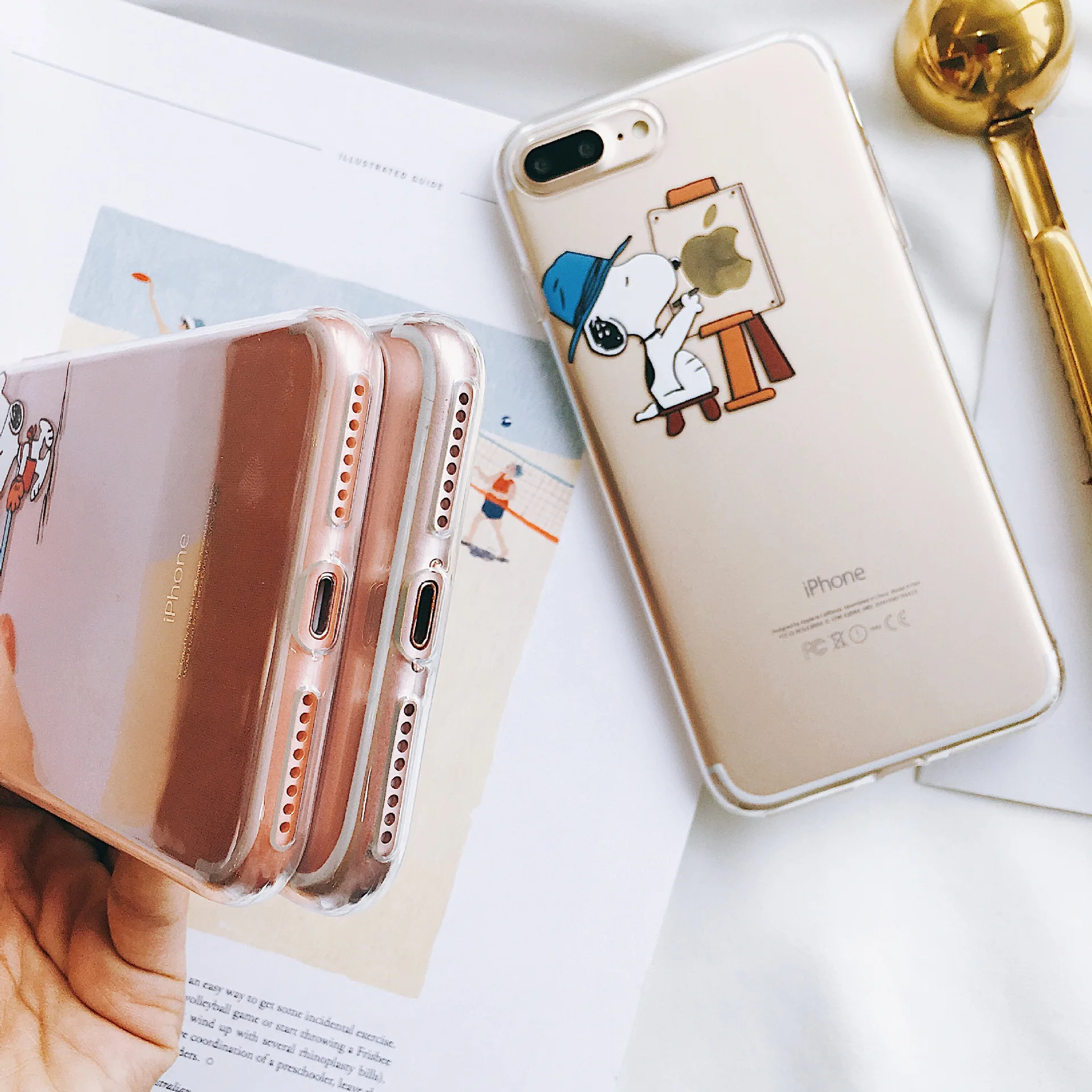 Прозрачный защитный чехол с милым мультяшным щенком для iPhone 8 7 6 6s Plus Xr X Xs Max дизайн