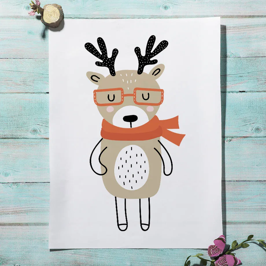 Llama Fox Giraffe Hedgehog Elephant Wall Art Canvas Painting Nordic Posters And Prints Animal Pictures Baby Kids Room Decor | Дом и сад