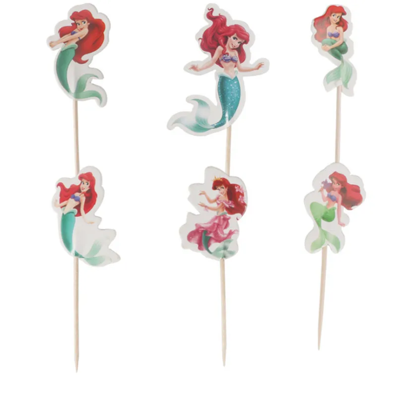 24pcs/pack cartoon mermaid cakecup animals cake toppers for baby shower decorations wedding decoration birthday party favor-S | Дом и сад