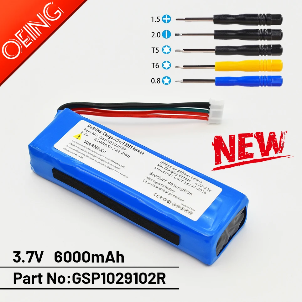 

2021 NEW 1PCS 3000/6000mAh battery gsp1029102r for JBL charge 2 + / charge 2 plus backup speaker battery