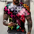 Новинка 2021, Мужская футболка с рисунком мозаичной абстрактной текстуры в стиле граффити, уличная мода, повседневная одежда, мужские футболки, топы