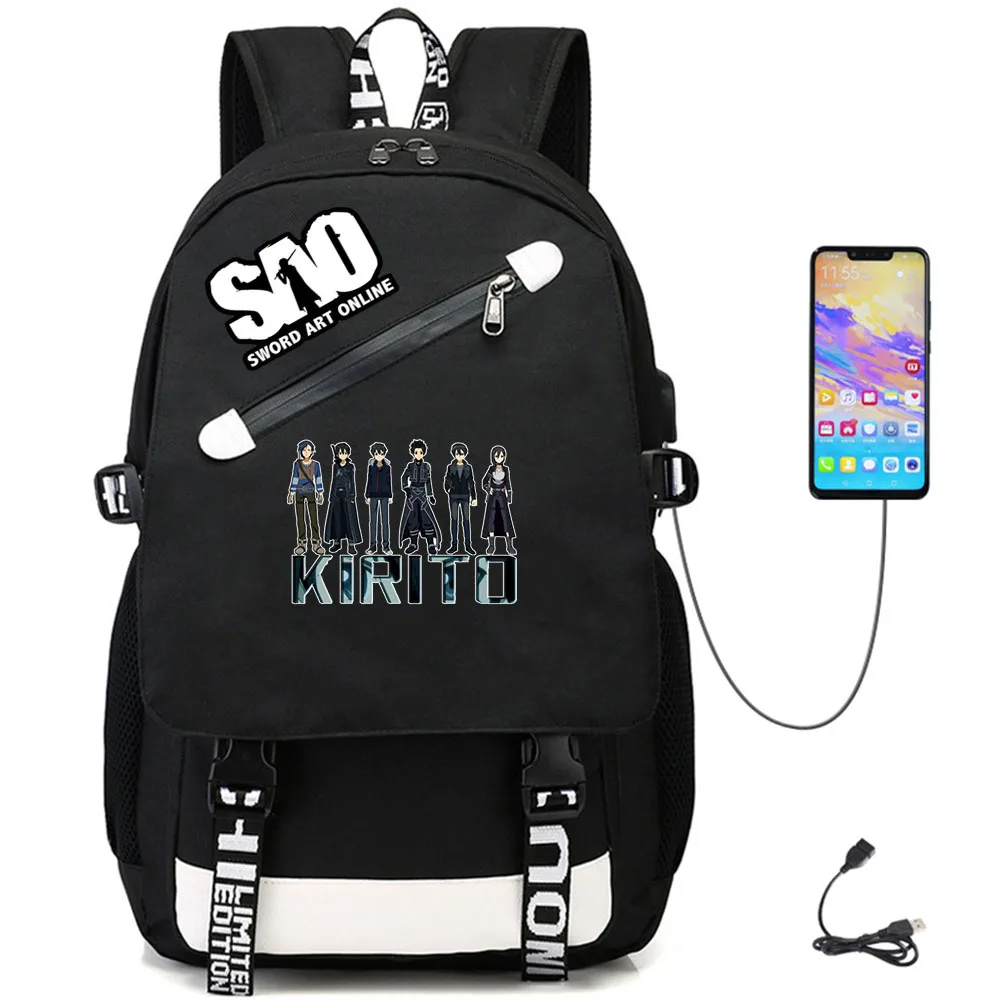 

Anime Sword Art Online SAO USB Oxford Teengr Packsack Unisex Casual Schoolbag High Quality Student Fabric Backpack Laptop Bag