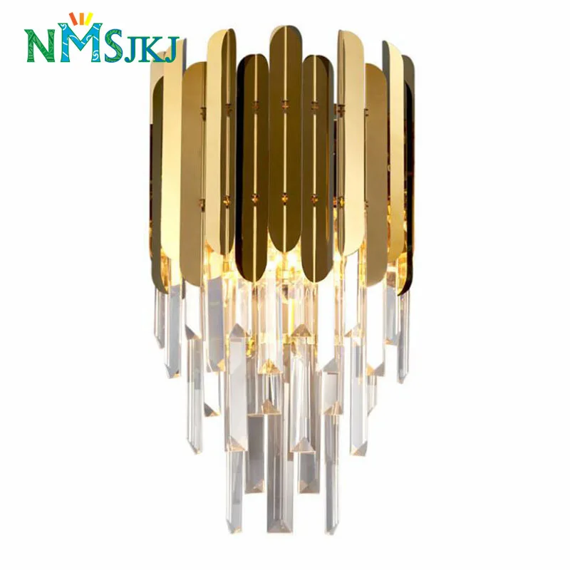 Современный хрустальный настенный светильник из нержавеющей стали для спальни