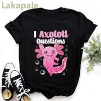playing video game axolotl fish print tshirt women summer fashion harajuku tshirt tops base o neck white tee short woman tshirts