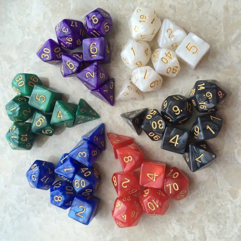 

7pcs/Set Color Dice Polyhedral DnD Mixed Playing Cubes Game Board Game Dice Set A Perfect Gift for TRPG Game Lover Running Group