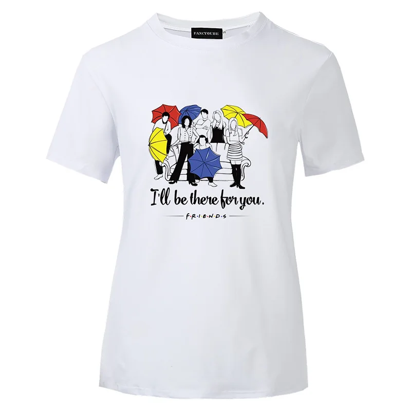 W22296WT Футболка с готическим рисунком Friends Tee Harajuku женская футболка с буквенным принтом с коротким рукавом и круглым вырезом Женские топы - Цвет: W22296WT