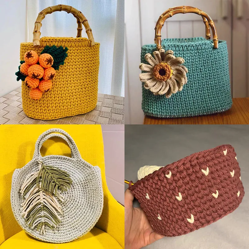 Полые вязаные крючком нитки для сделай сам сумочка корзина массивный