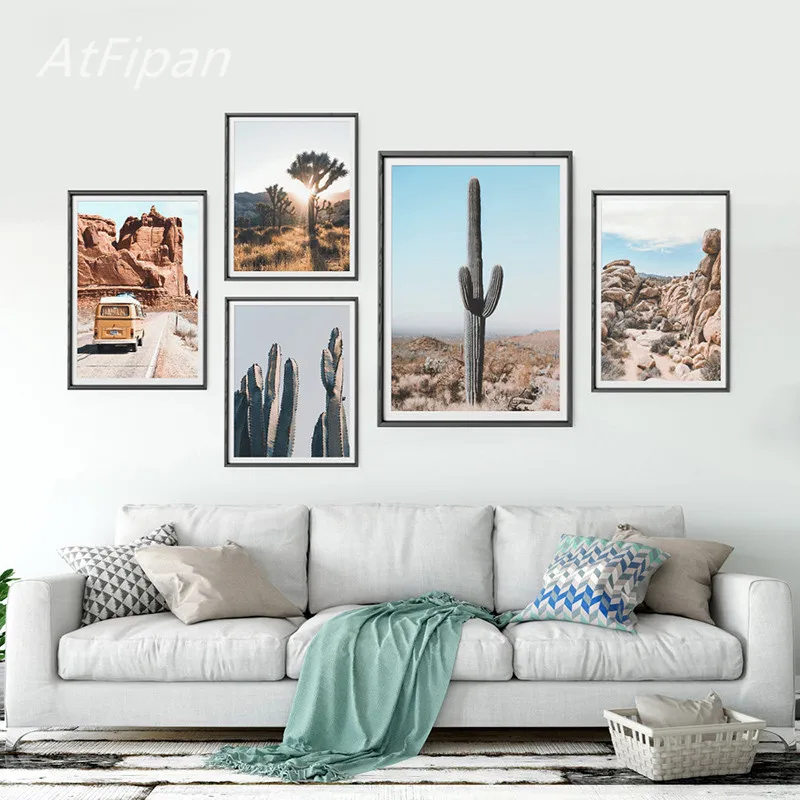 

Desert Cactus Poster Nordic Style Landscape Nature Tree Canvas Painting Wall Art Print Pictures for Home Cuadros Decoration