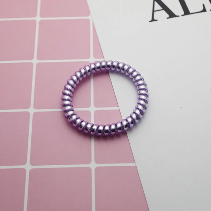 1 шт. серебристая тонкая резинка для волос в виде телефонной линии цветная