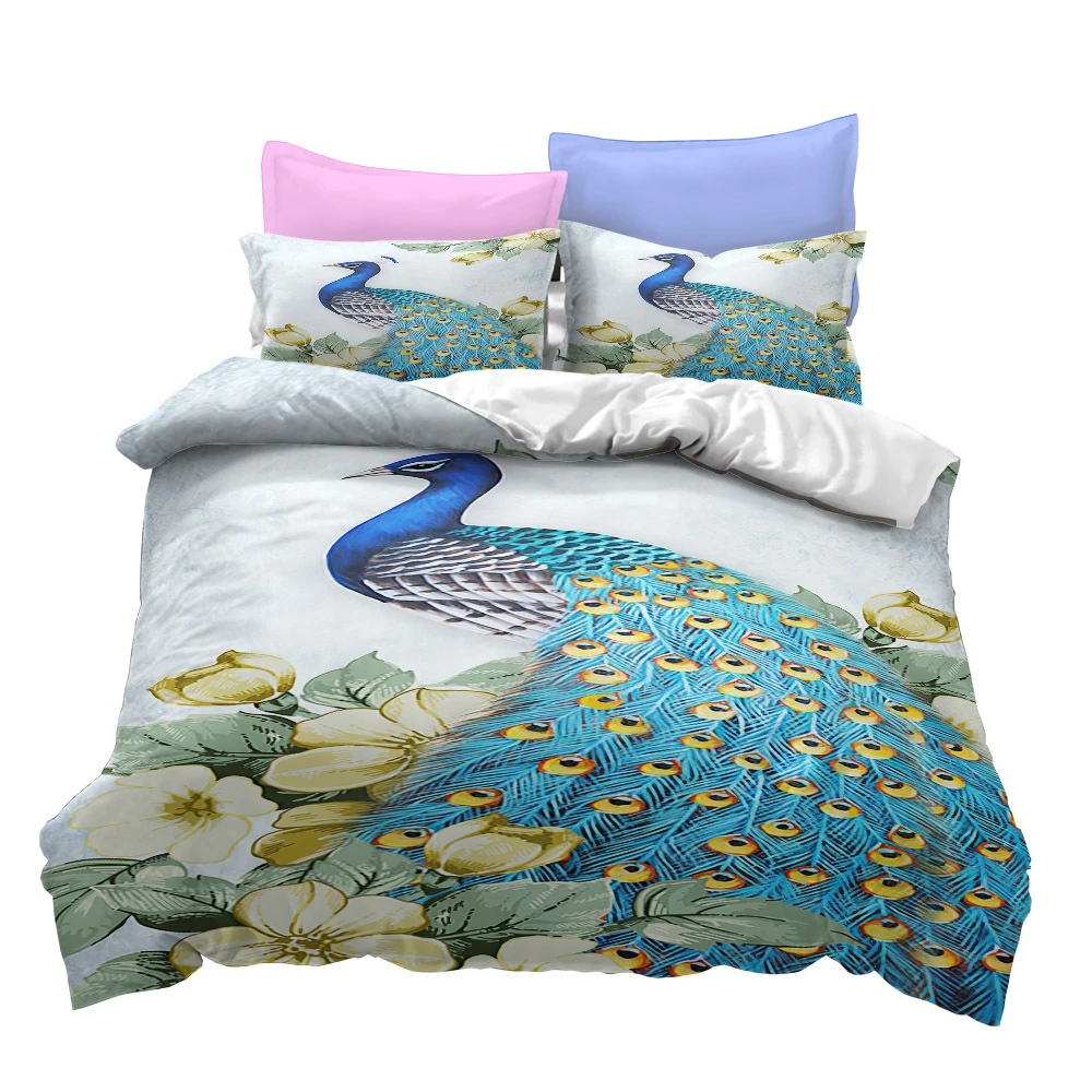Комплект постельного белья с 3D-принтом павлина королевский комплект
