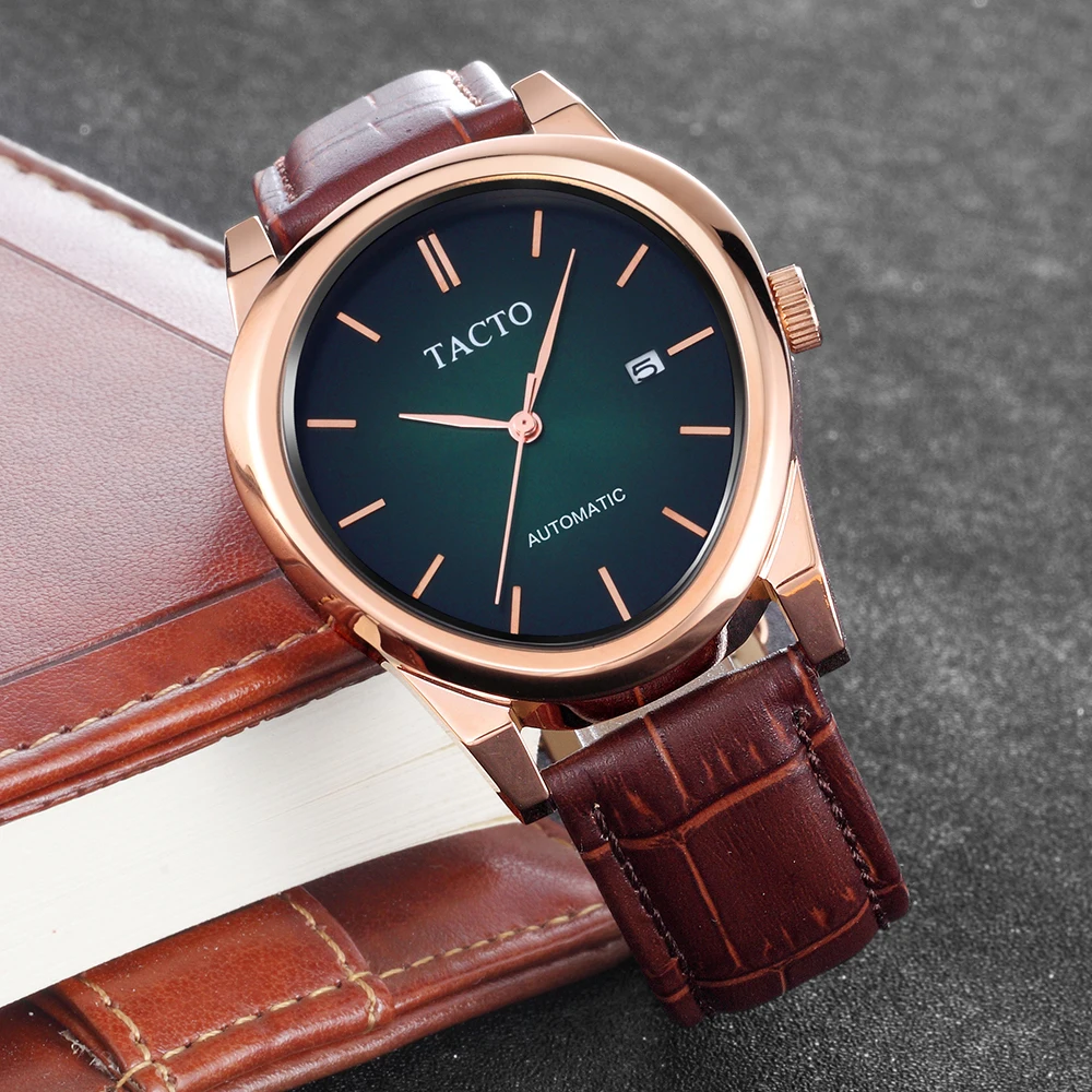 Tacto Элитная одежда часы для мужчин ремень из натуральной кожи розового цвета: