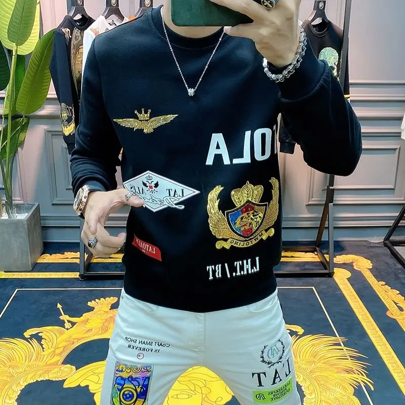 

European style fall sweater men's fashion 2020 Men's autumn and winter style plus Cashmere long-sleeve t-shirt jacket jacket