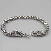 fine pure 925 sterling silver bangle men 7mm phoenix tail link dragon head bracelet 22cm8 66inch 37 38g