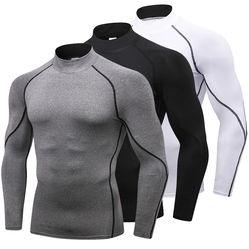 Rashguard Men's Running Shirt Long Sleeve Gym Compression Bodybuilding T-Shirt Men Quick-drying Stretchy Fitness Sport Tights