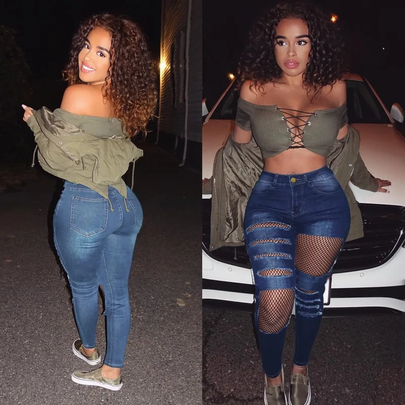 

2020 женские облегающие уличные брюки с дырками