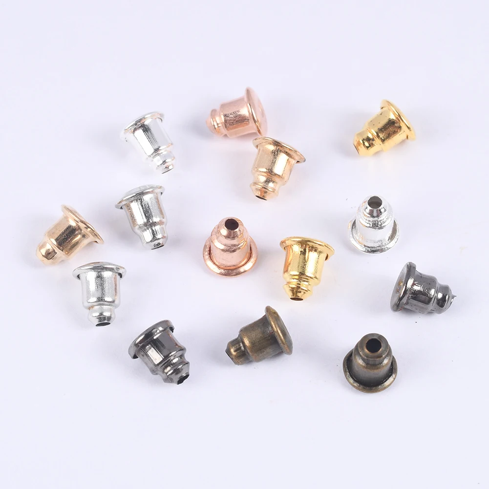 

50-200Pcs/Lot 5x6mm Bullet Earring Backs Plug Stopper Scrolls Jewelry Findings DIY Blocked Caps Earrings Accessories