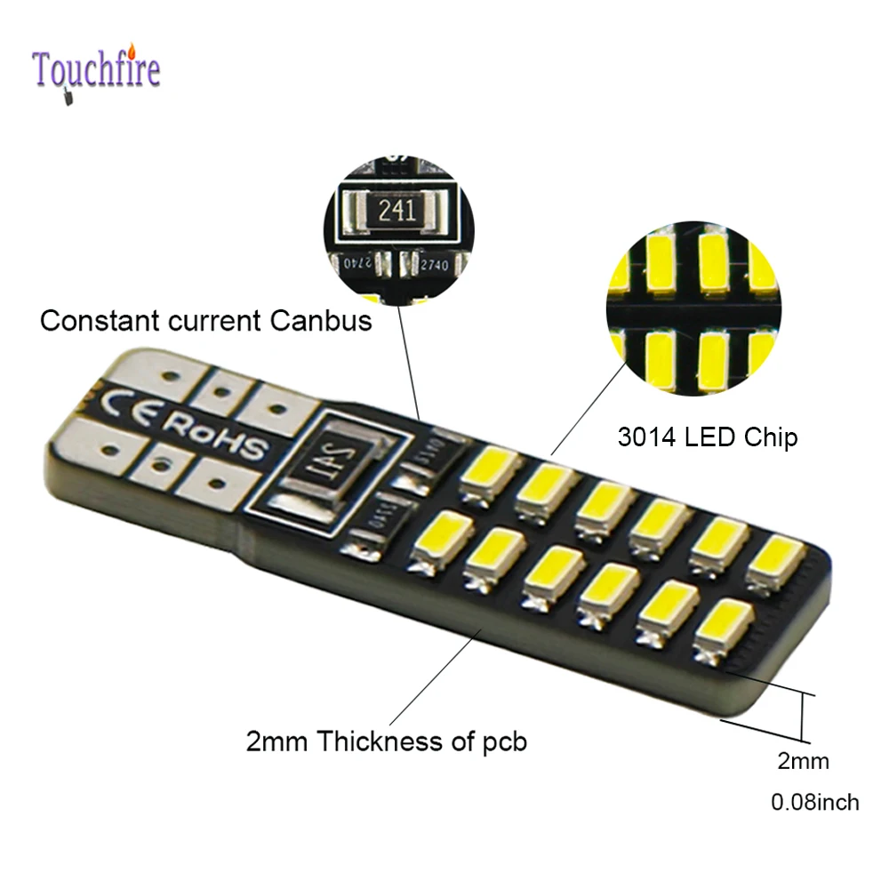 1000 шт./лот T10 W5W светодиодный Canbus автомобильный светильник 194 3014 24smd Светодиодная