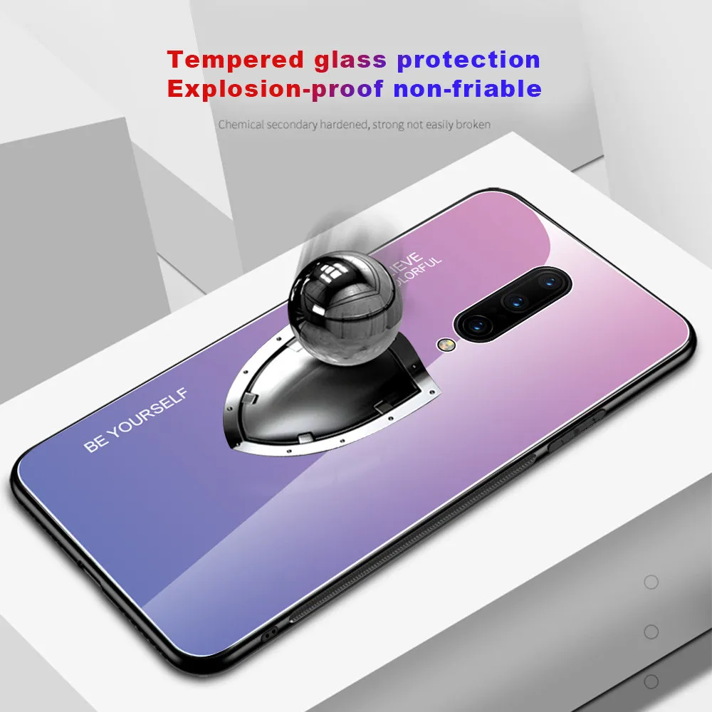 Чехол с градиентным стеклом для Oneplus 6T силиконовая рамка жесткое Стекло 9H задняя