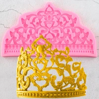 3d craft crown cake border silicone molds wedding cupcake topper fondant cake decorating tools candy chocolate gumpaste moulds