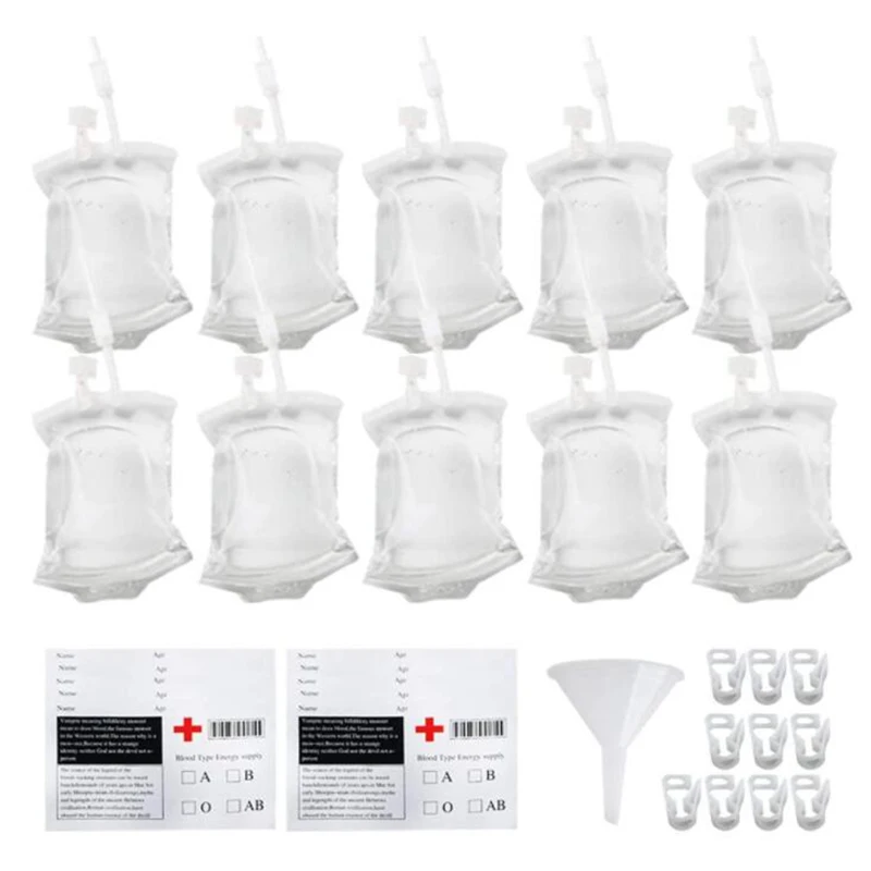 

350ML Reusable Blood Bag For Drinks,halloween Drink Container With Injection Tool, For Cosplay Halloween Zombie Party