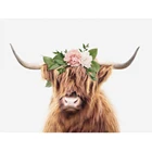 5D алмазов картина Highland корова с цветком фермы Животные из Стразы подарок ручной работы Diy Алмазная вышивка MosaicZP-4652