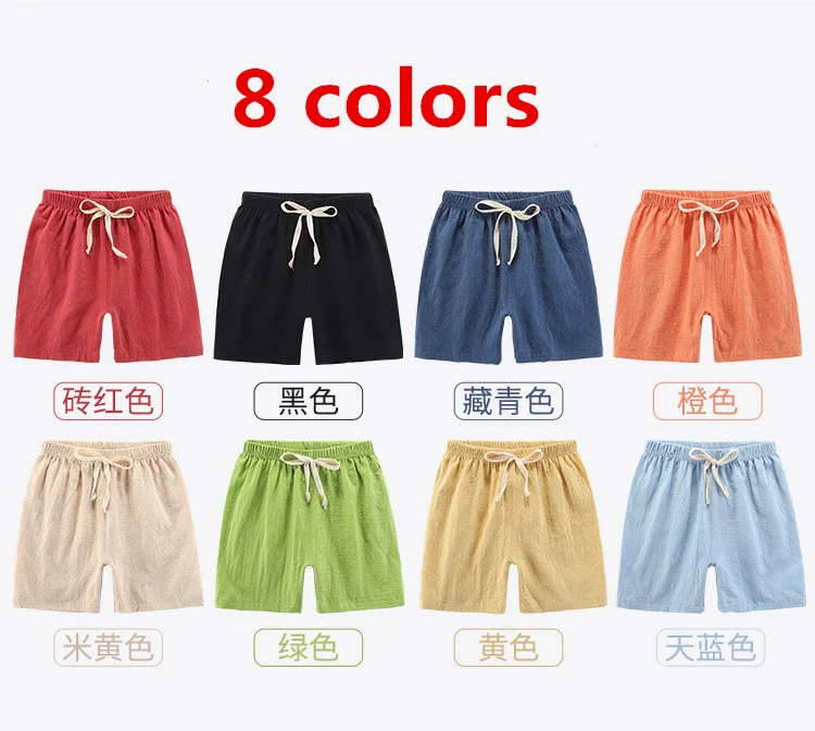 Детская одежда Лидер продаж летняя детская из хлопка и льна 5 цветов однотонная