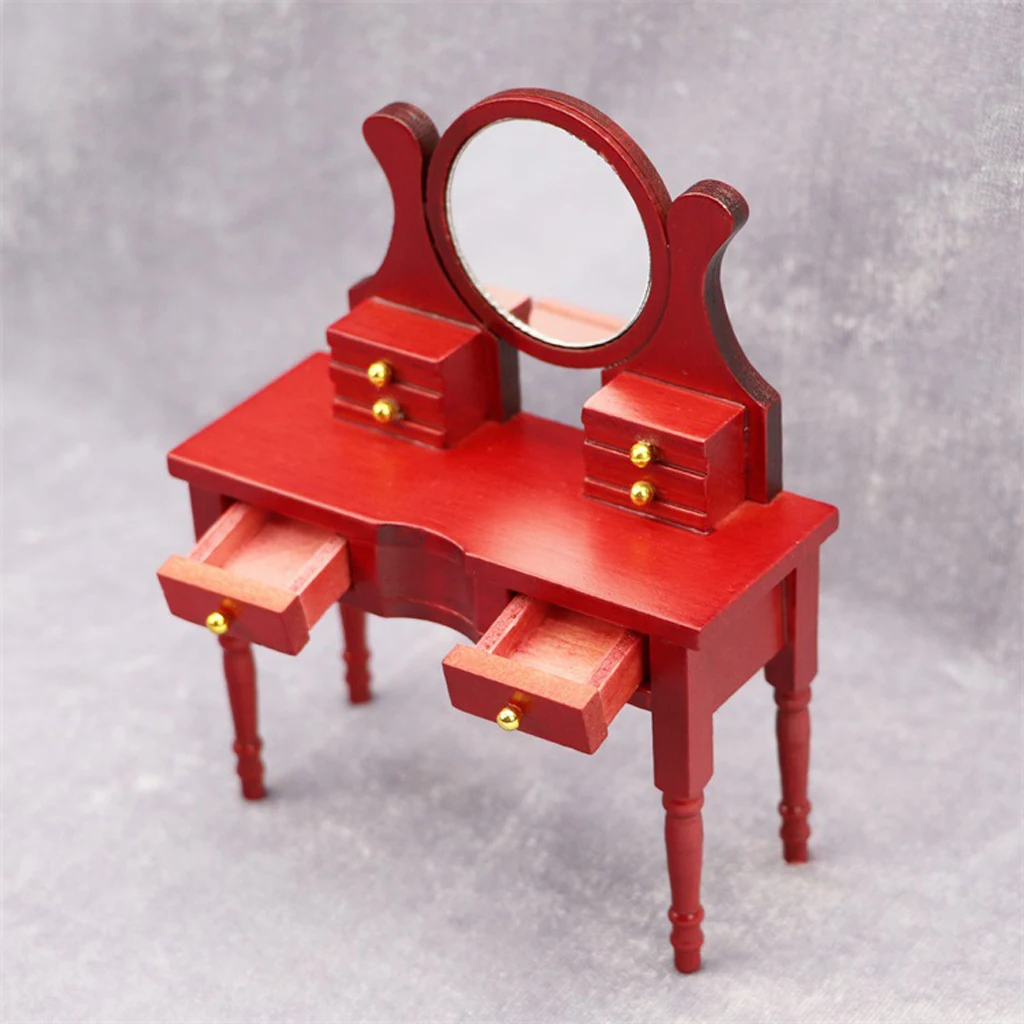 

1/12 Dollhouse Miniature Furniture Dressing Table Wooden Dresser Ornament