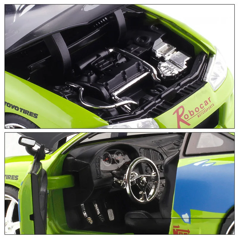 Модель спортивного автомобиля JADA 1:24 Green Mitsubishi игрушечный автомобиль из сплава