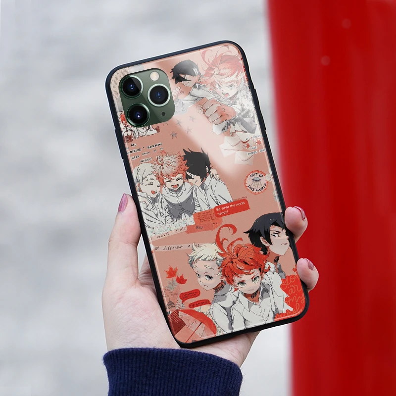 the promised neverland anime cover for iphone se 6s 7 8 x xr xs 11 pro max samsung s note 10 20 plus glass phone case shell free global shipping