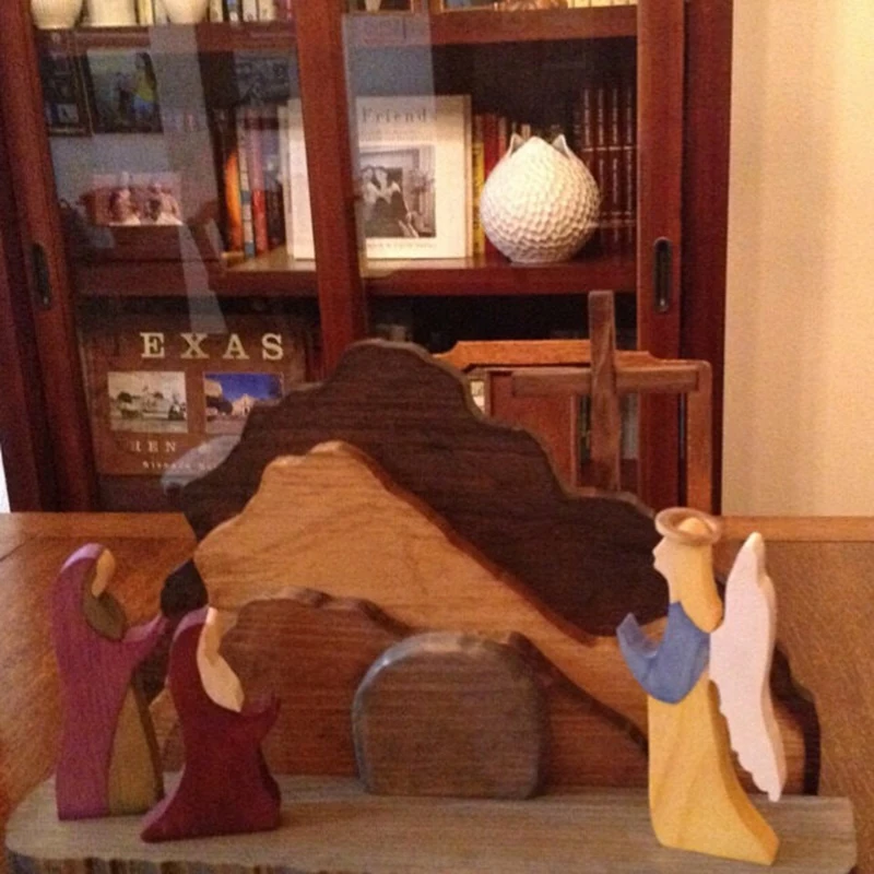 

Easter Resurrection Scene Wooden Decoration Easter Decor Wooden Cross Resurrection Scene Decor Wooden Nativity Set PW