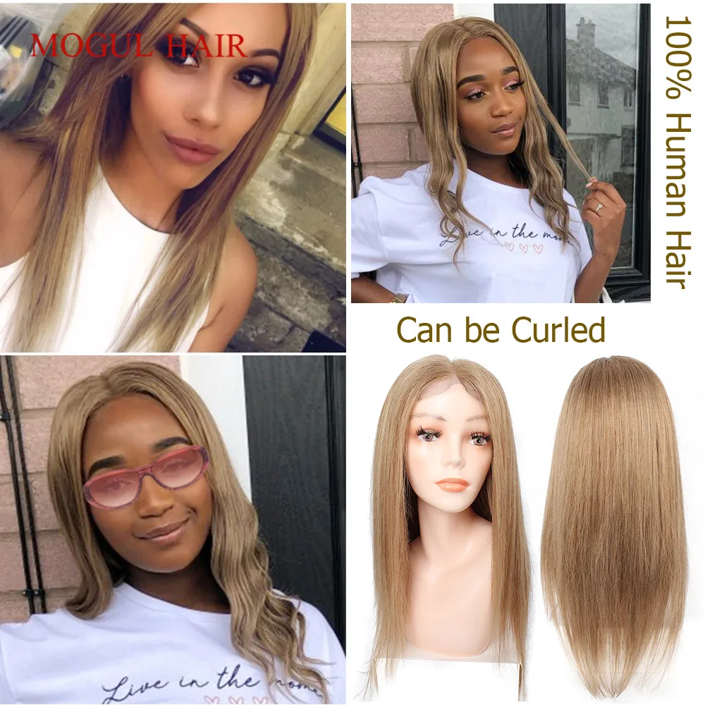 Mogul волосы 4x4 кружевной парик качество Remy человеческие #8 пепепельный блонд прямой