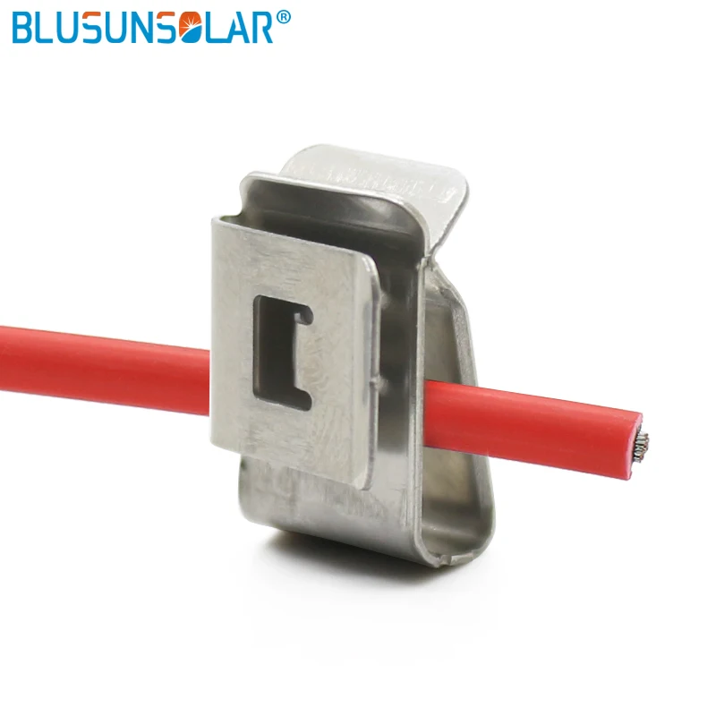 

20pcs/lot 2 x 4mm SUS 304 Stainless Steel material 2 rail PV cable clips , solar cable clamp wire holder
