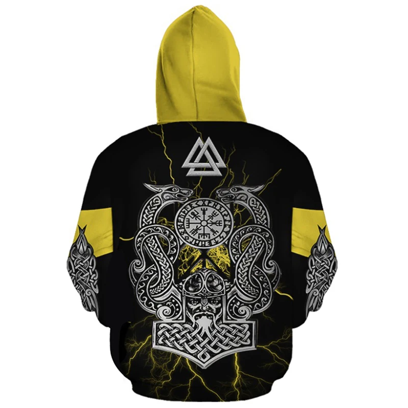 

2020 new summer fashion Viking tattoo men's hoodie Viking Odin 3D printing funny Harajuku casual street sweatshirt top