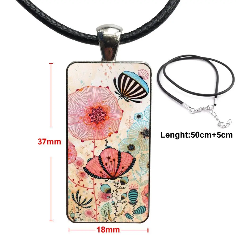

Design Fashion Vintage Glass Women Rectangle Necklace Pendants For Women Party Cute Cartoon Print Hot Fashion Fun Dynamic