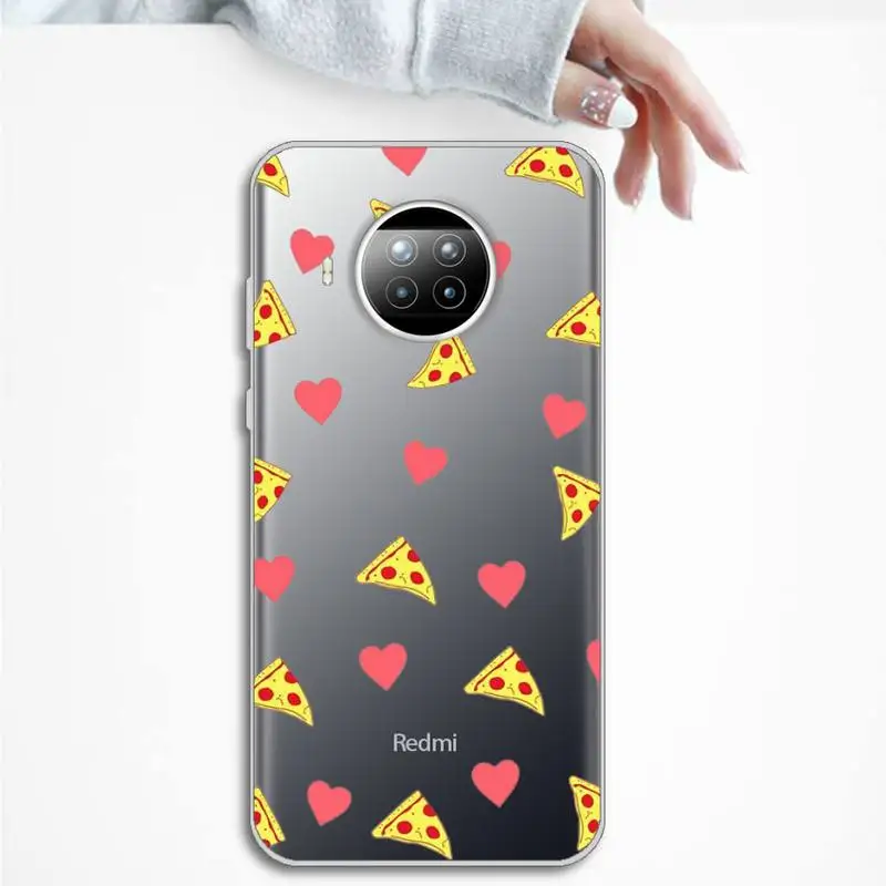 

Phone Case Transparent for Xiaomi mi Redmi note 10 t 8 9 pro lite 11 Samsung S 8 9 10 20 Cute cartoon hamburger fries pizza
