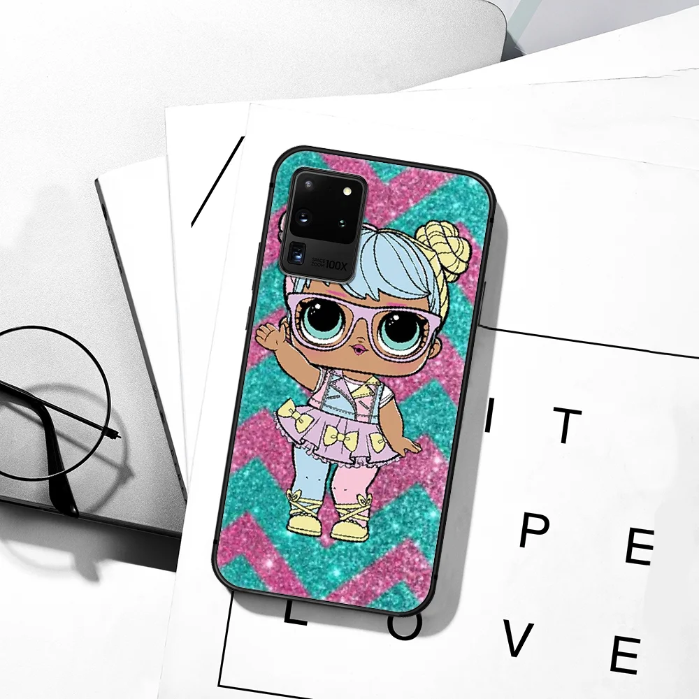 

LOL Cute Cartoon Doll Girl Phone Case For Samsung Galaxy S Note 6 7 8 9 10 E 20 UITRA FE 21 Plus Edge black Shell Painting Funda