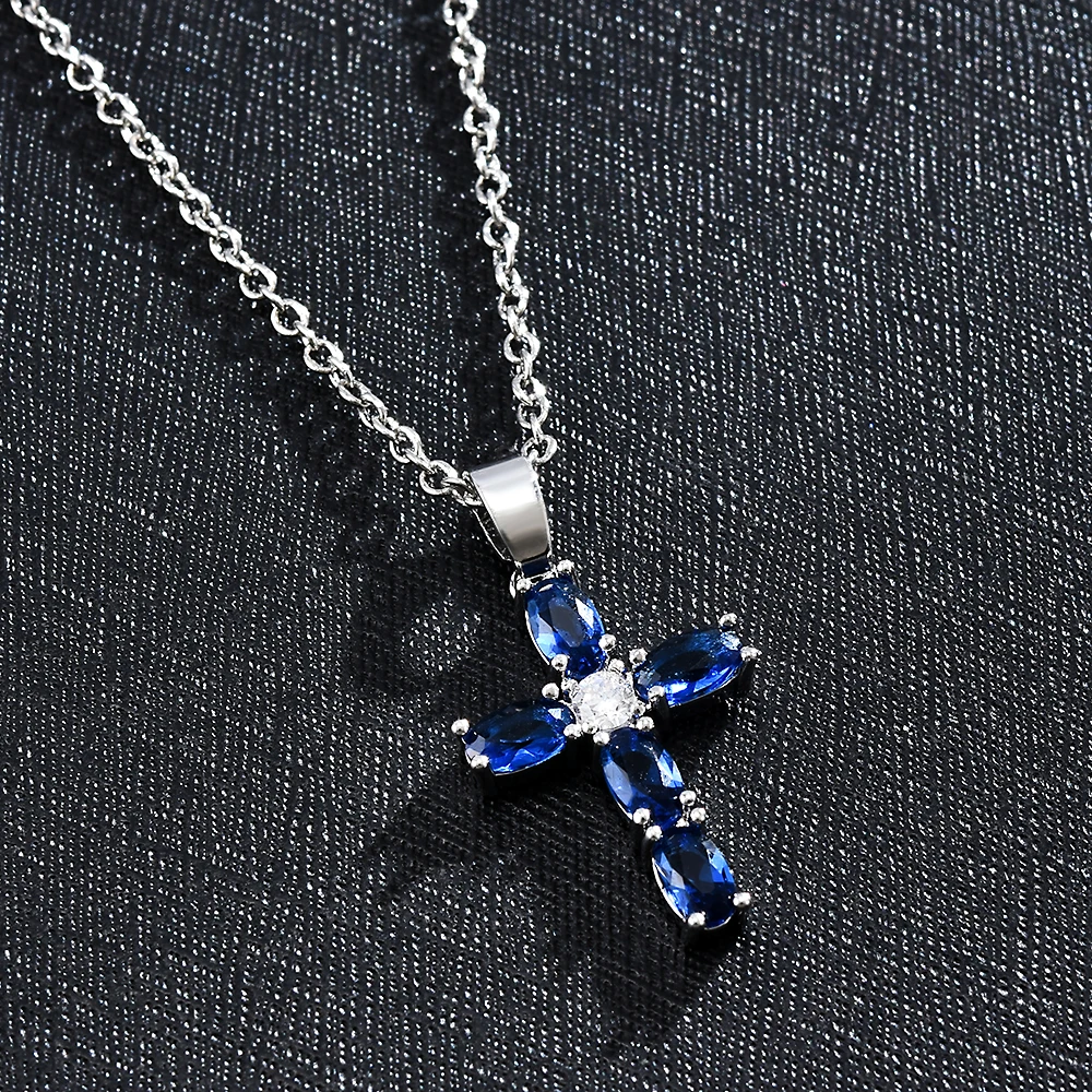 

Classic Cross Crystal Zirconia Pendant Chain Necklaces Statement Necklace Women Necklace Jewelry for Mom Fashion Gifts for Women