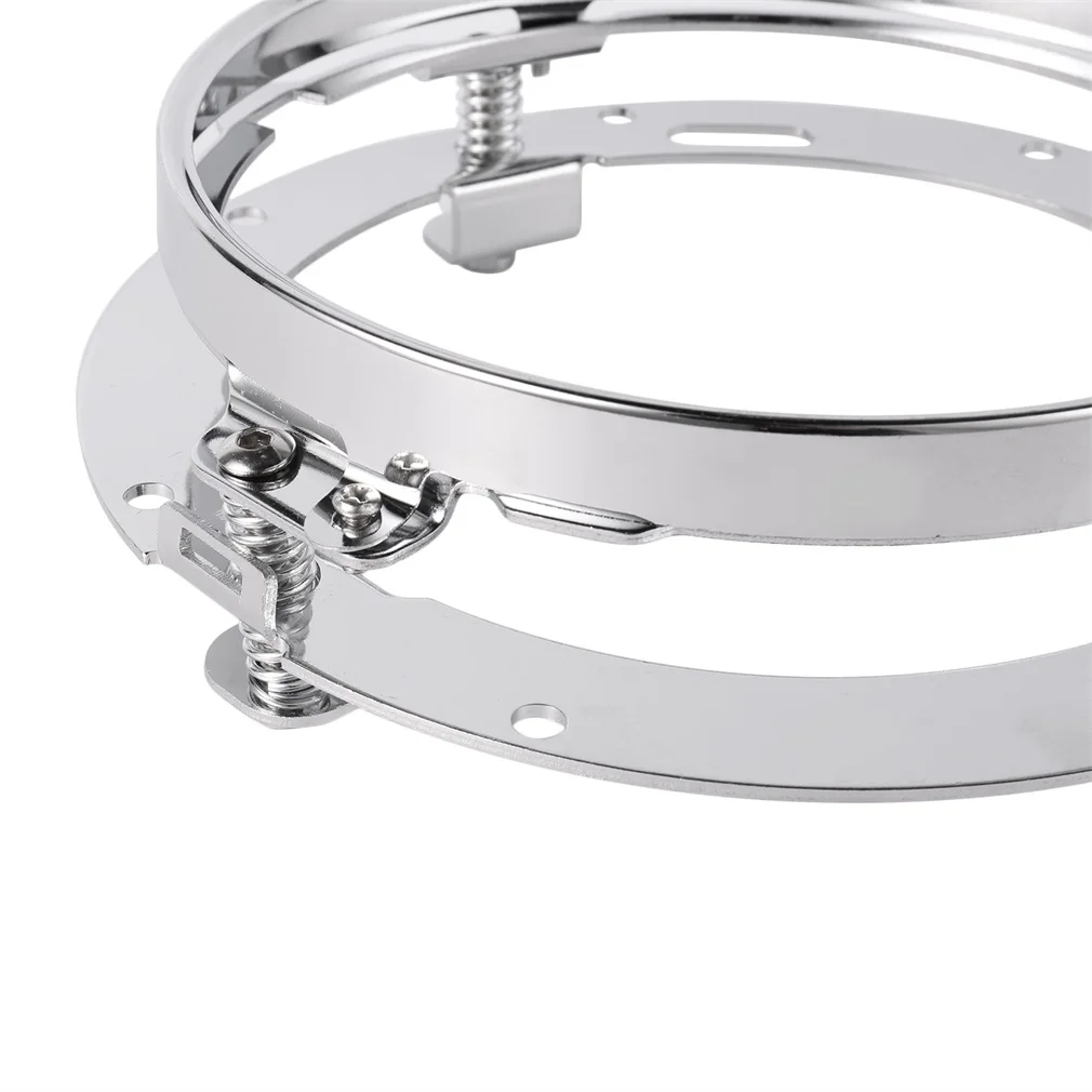 

7 Inch Stainless Steel Round LED Headlight Mounting Bracket Ring for Built-in Strong Springs Chrome Plated