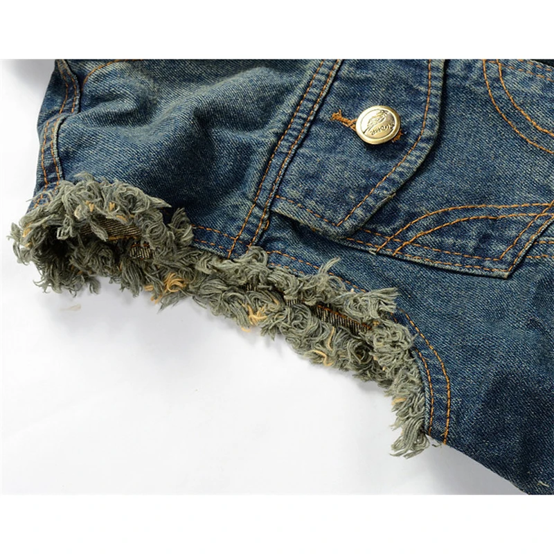 Мужская приталенная джинсовая жилетка жилет для езды на мотоцикле рваная куртка