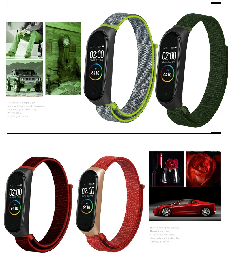 Смарт-браслет на запястье, ремешок для часов Xiaomi mi 3 4 mi Band 4 3, нейлоновый браслет, ремешок из нержавеющей стали
